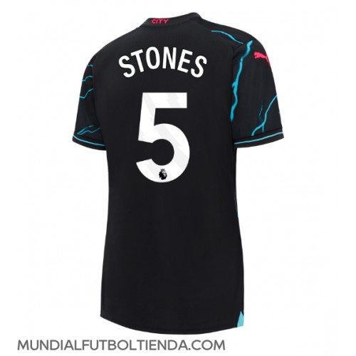Camiseta Manchester City John Stones #5 Tercera Equipación Replica 2023-24 para mujer mangas cortas